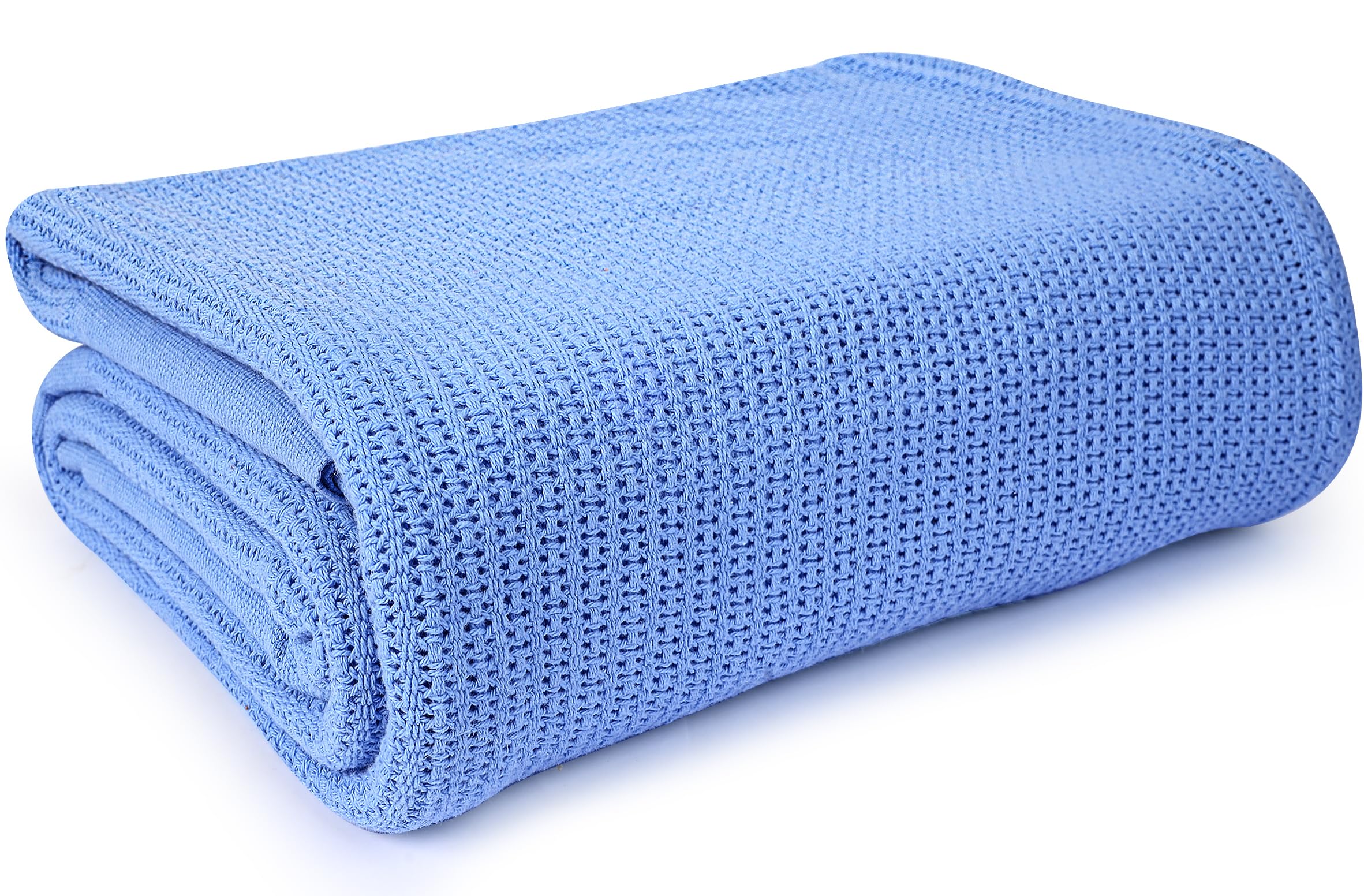 Linteum Textile Hospital Thermal Blanket 66X90 Inch 100% Cotton Breathable Soft And Cozy Open-Cell Weave Design Bed Blanket For