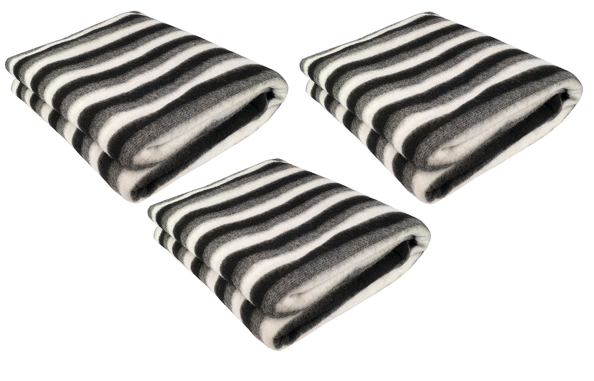 Zacharias Black and White Stripe Single Bed AC Fleece Blanket (Size :Single :60X90 Inch) Pack of 3