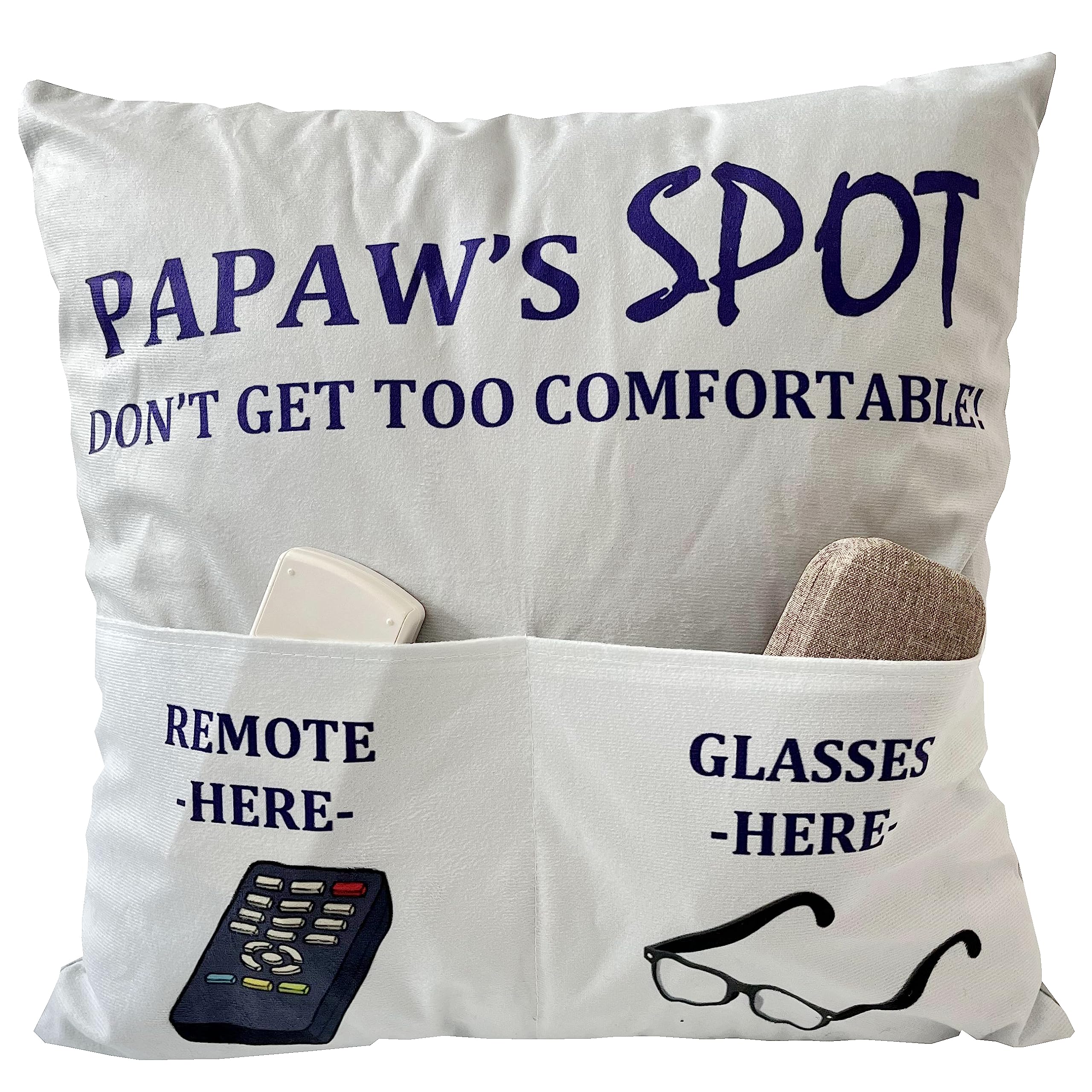 Papaw Gifts Dad Grandpa Gifts, 2-Pocket 2-Sided Papaw Pillow Covers 18X18 Inch, Fathers Day Birthday Christmas Stocking Stuffers