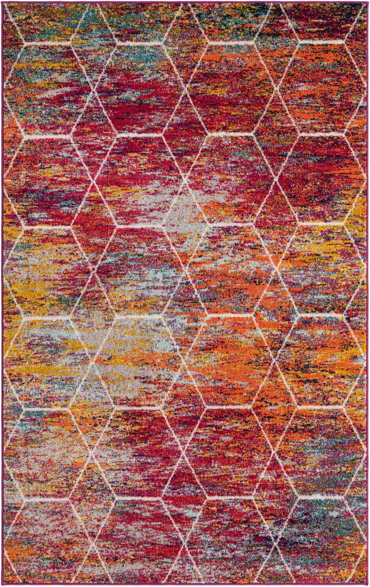 Unique Loom Trellis Frieze Collection Area Rug - Geometric (5 x 8, Multi/ Ivory)
