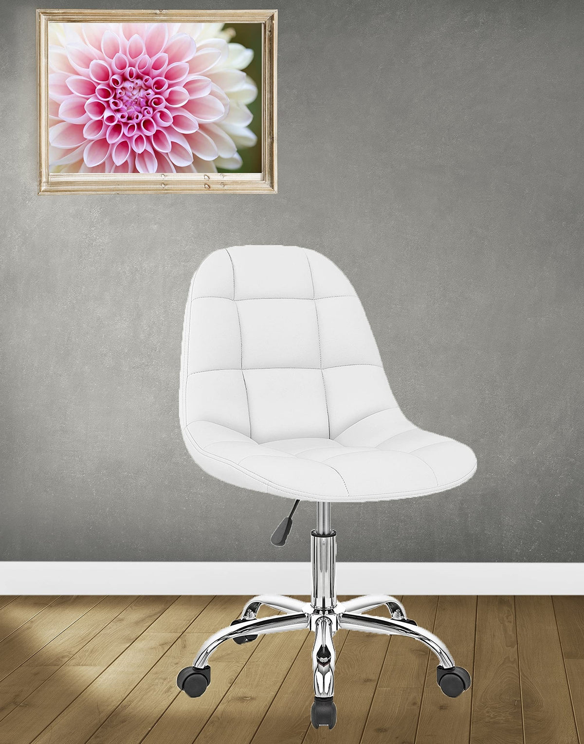 Deal Dhamaal Heightadjustable Fauxleather Office Desk Chair In White Color