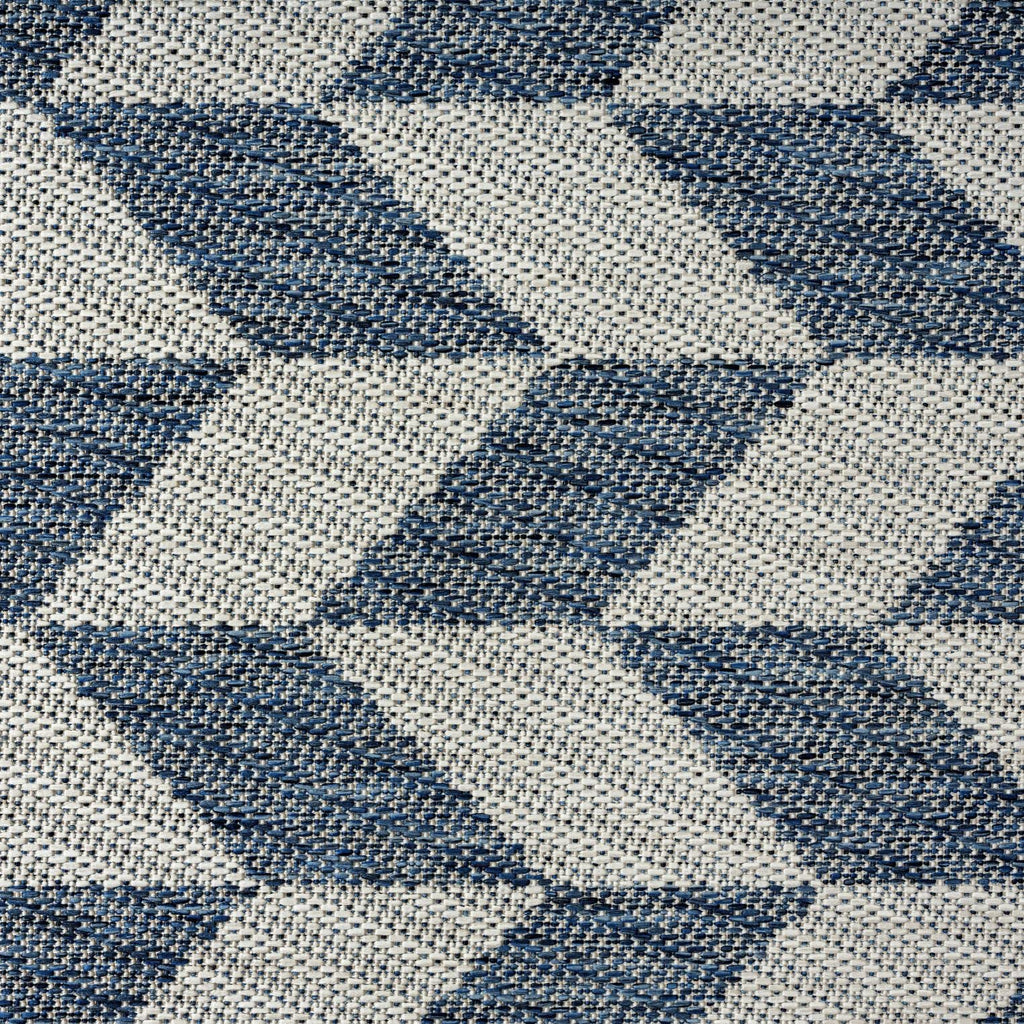 Nicole Miller New York Patio Country Calla Contemporary Herringbone Indoor/Outdoor Area Rug, Blue/Cream, 6'6'X9'2'