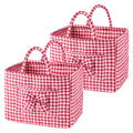Quilted Fabric Storage Basket 13x11x10.6 Red Plaid, 2 Pack