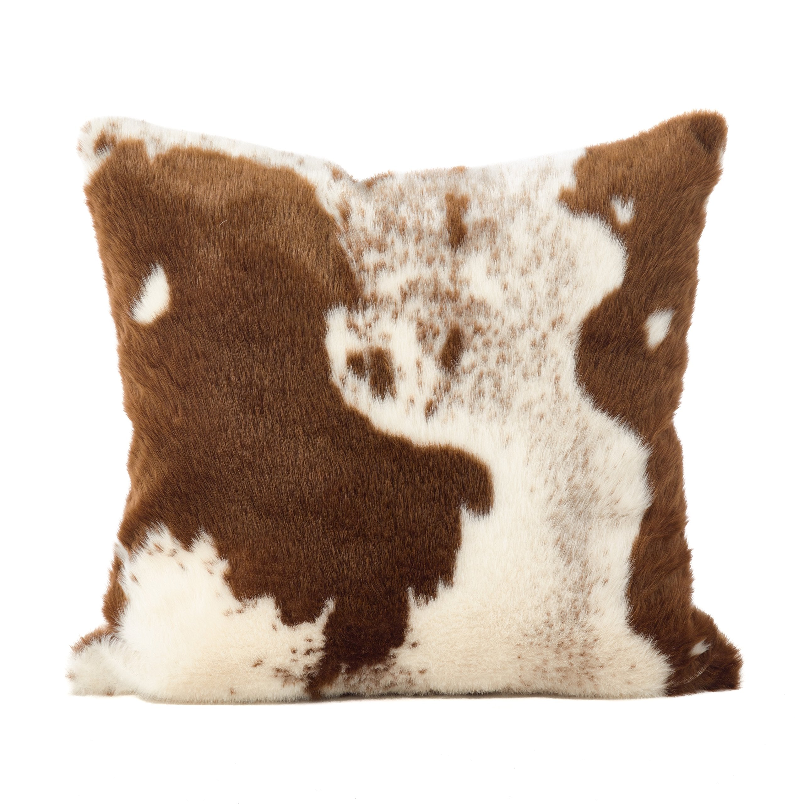 Saro Lifestyle Cowhide Design Faux Fur Pillow - Poly Filled