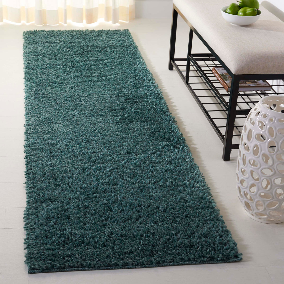 SAFAVIEH August Shag Collection Runner Rug - 23 x 8, Green, Solid Design, Plush 1.2-inch Thick, Non-Shedding, Ideal for High T