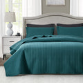 Maple&Stone Quilt Set King Size, Lightweight Teal Bedspread Ultrasonic Chevron Pattern Light Coverlet For All Season Comforter B