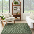 Nourison Versatile Indoor/Outdoor Green 5' X 7' Area Rug, Easy Cleaning, Non Shedding, Bed Room, Living Room, Dining Room, Backyard, Deck, Patio (5X7)