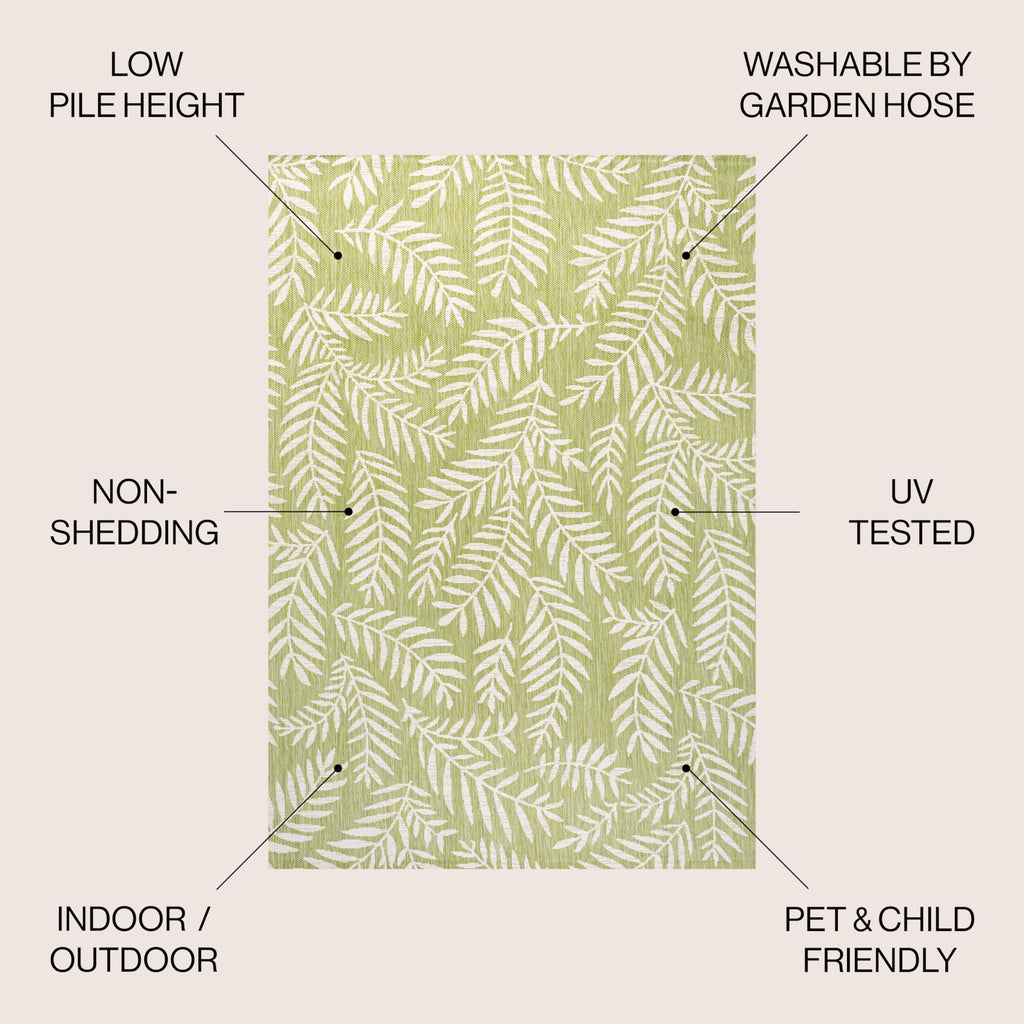 Jonathan Y Smb119D-9 Nevis Palm Frond Indoor Outdoor Area Rug, Coastal, Casual, Country Easy Cleaning,Bedroom,Kitchen,Backyard,Patio,Non Shedding, Green/Cream, 9 X 12
