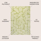 Jonathan Y Smb119D-9 Nevis Palm Frond Indoor Outdoor Area Rug, Coastal, Casual, Country Easy Cleaning,Bedroom,Kitchen,Backyard,Patio,Non Shedding, Green/Cream, 9 X 12