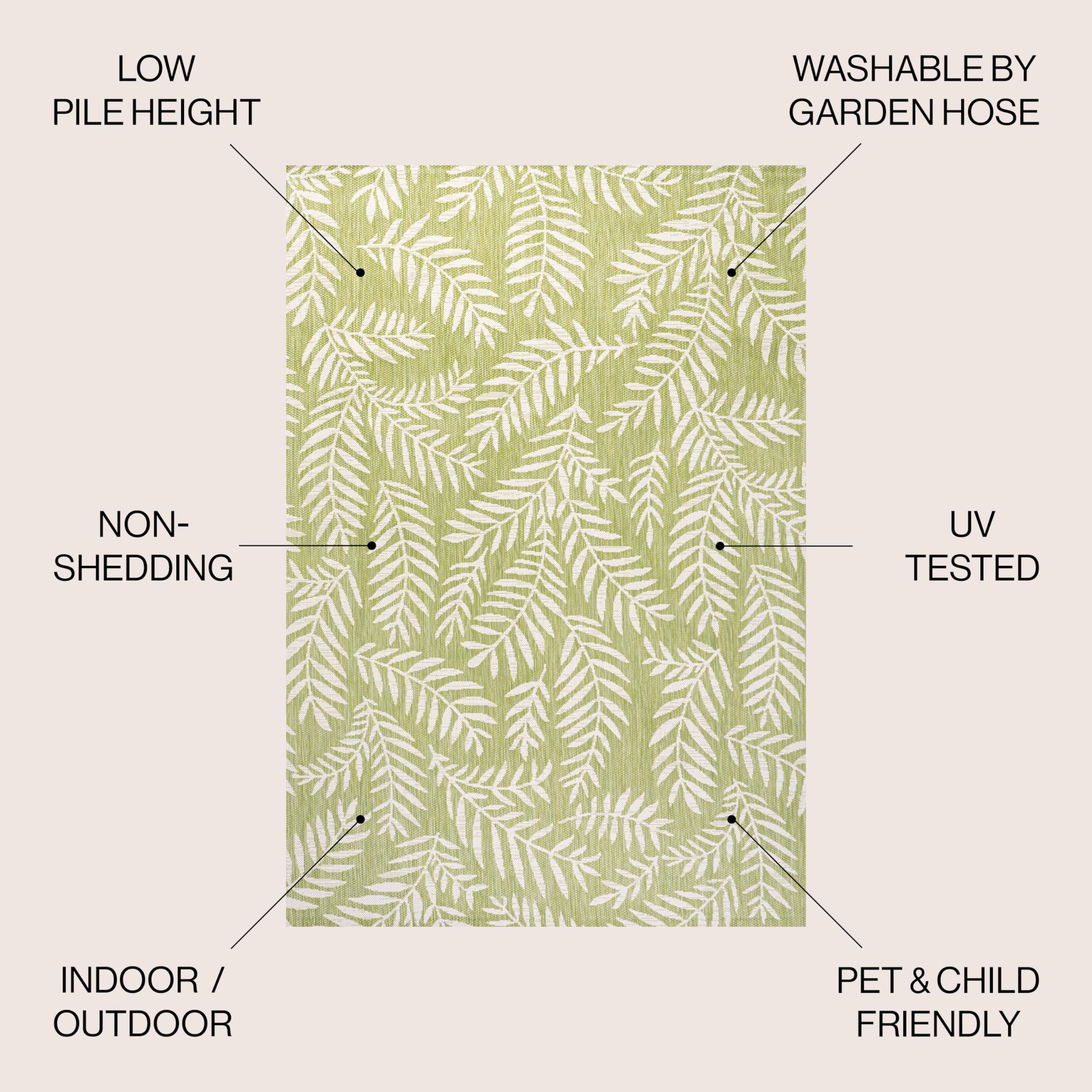 Jonathan Y Smb119D-9 Nevis Palm Frond Indoor Outdoor Area Rug, Coastal, Casual, Country Easy Cleaning,Bedroom,Kitchen,Backyard,Patio,Non Shedding, Green/Cream, 9 X 12