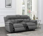 Coaster Bahrain Upholstered Modern Chenille Power Loveseat in Charcoal