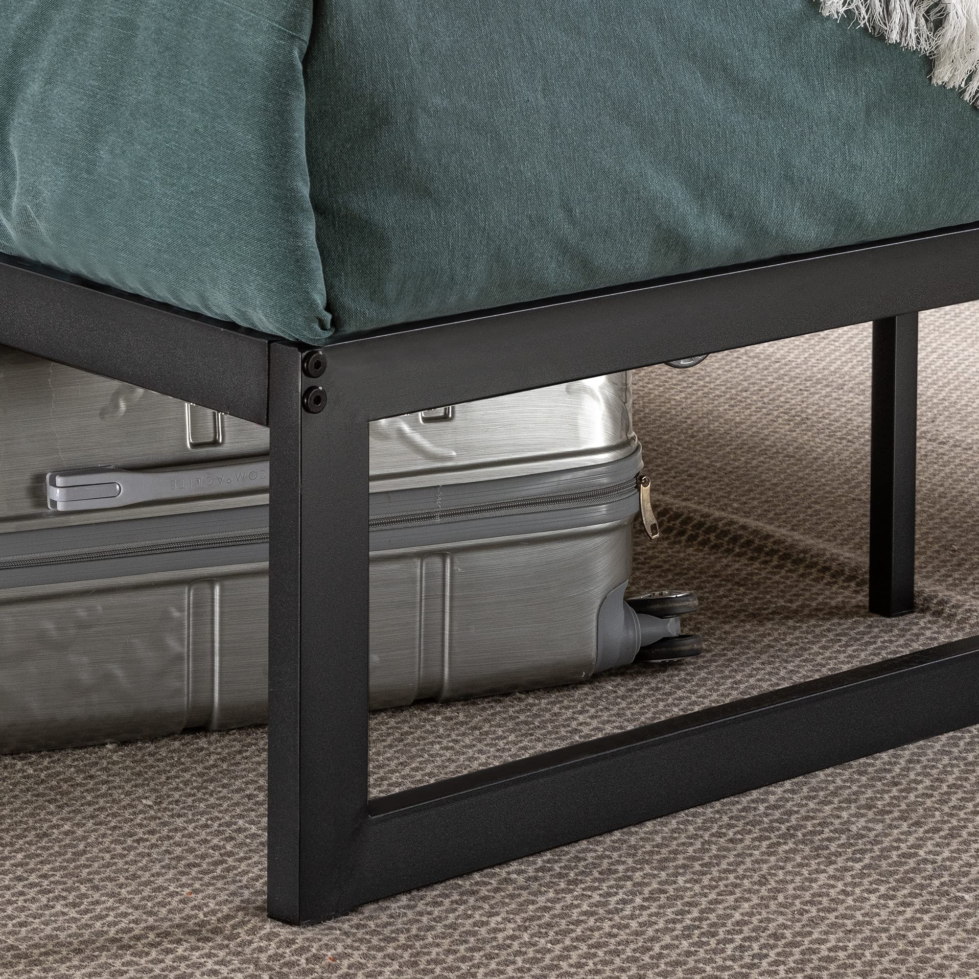 Zinus Abel Metal Platform Bed Frame King Black Steel Slat Support Easy Assembly