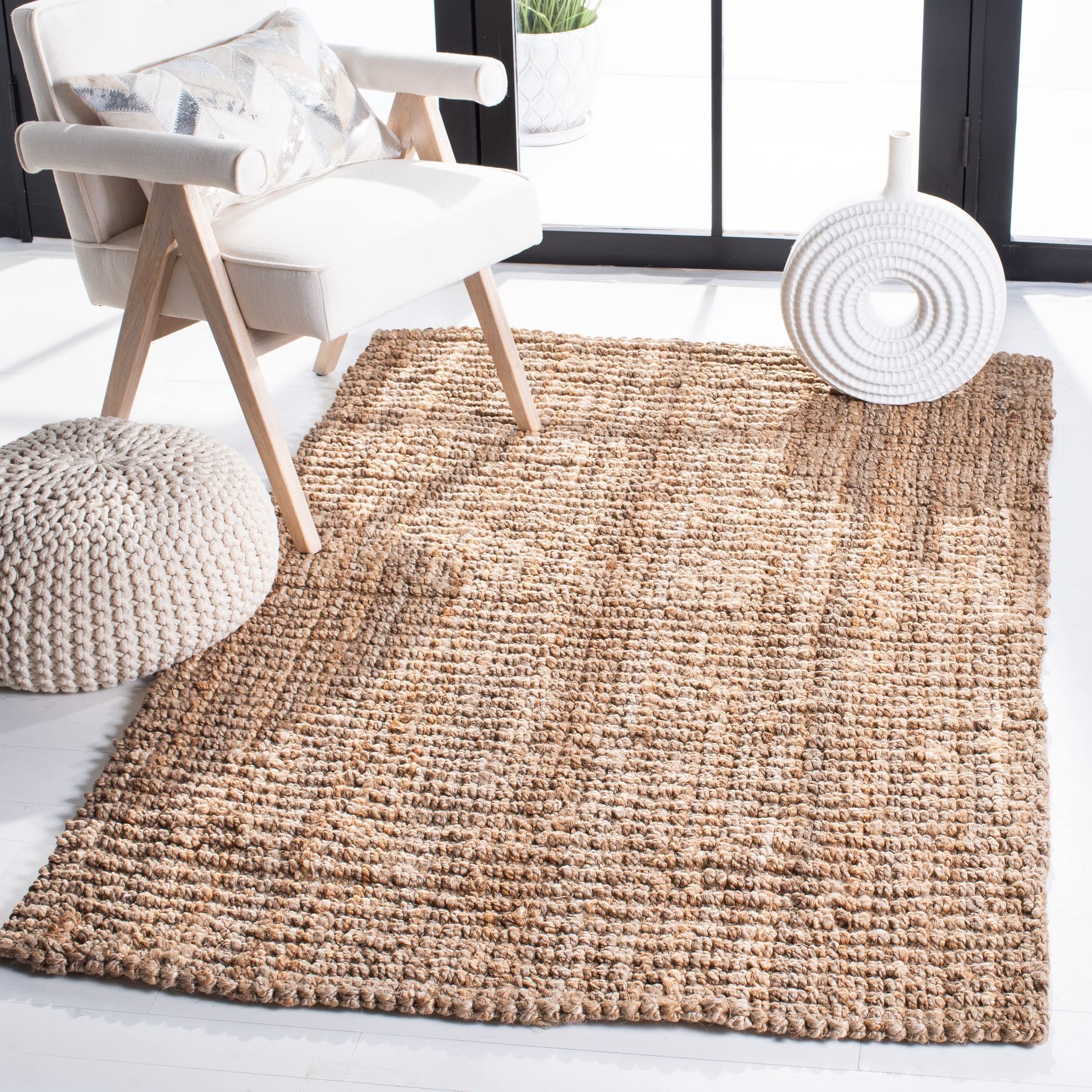 SAFAVIEH Natural Fiber Collection Accent Rug - 4 x 6, Natural, Handmade Chunky Textured Jute 0.75-inch Thick, Ideal for High T