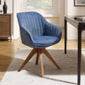 Art Leon Desk Chair - Mid Century Modern Office Chair No Wheels, Swivel Accent Chair with Oak Wood Legs, Fabric Upholstered Arm 