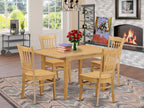East West Furniture NOGR5-OAK-W 5 Piece Dining Set Includes a Rectangle Dining Table with Butterfly Leaf and 4 Kitchen Chairs, 32x54 Inch, Oak