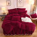 Liferevo Luxury Plush Shaggy Duvet Cover Set, Soft Fluffy Furry Duvet Cover Set(1 Fuzzy Faux Fur Comforter Cover+1 Pompoms Pillo
