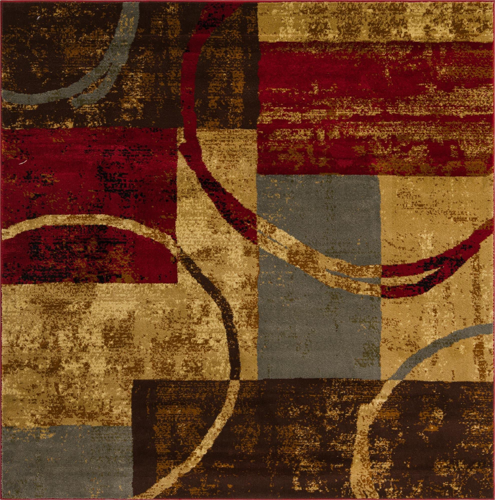 Unique Loom Barista Collection Area Rug - Kouillou (7' 1'' Square, Multi/Brown)