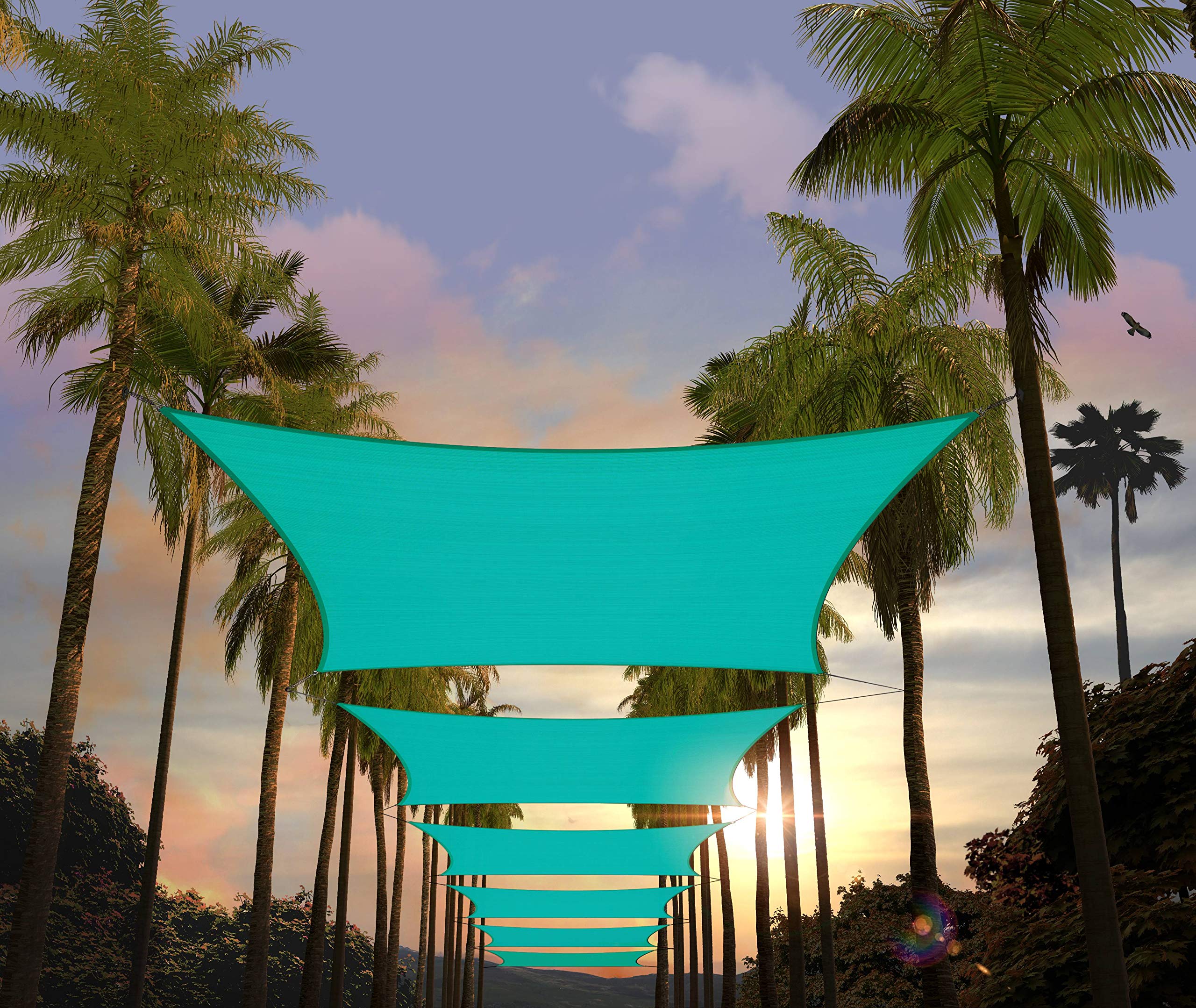Amgo Custom Size 6' X 17' Turquoise Rectangle Square Sun Shade Sail Upf50+ Agtapr1216, Order To Make Canopy Awning, 95% Uv Block