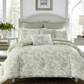Laura Ashley Home - Twin Size Comforter Set, Reversible Cotton Bedding, Includes Matching Sham With Bonus Euro Sham & Throw Pill