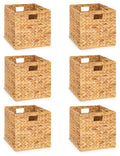 TREVIETDECOR 12.5x12.5in Wicker Storage Baskets, Handwoven Water Hyacinth Foldable Cube Bins for 13.5  13.5 and Larger Cube Shel