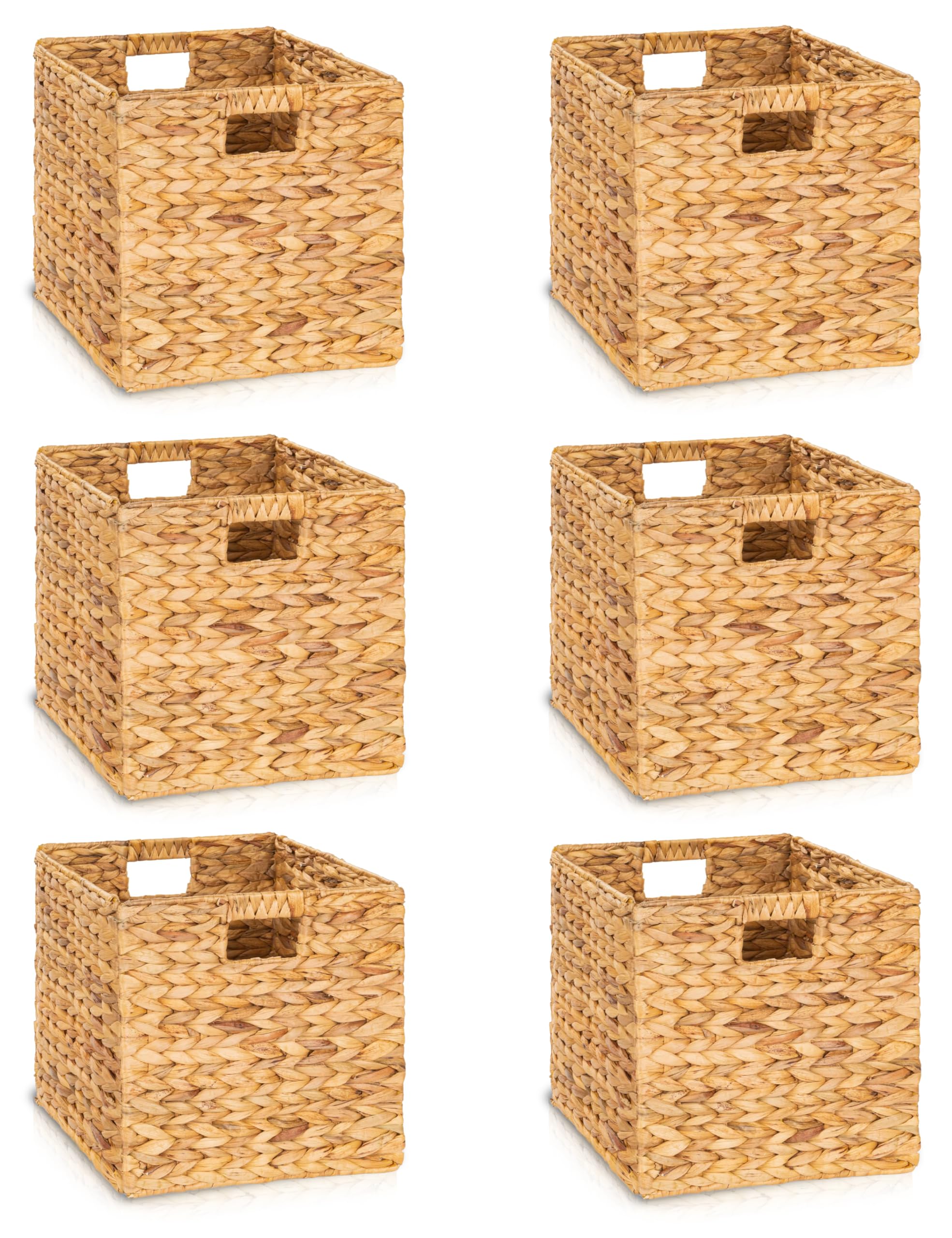 TREVIETDECOR 12.5x12.5in Wicker Storage Baskets, Handwoven Water Hyacinth Foldable Cube Bins for 13.5  13.5 and Larger Cube Shel