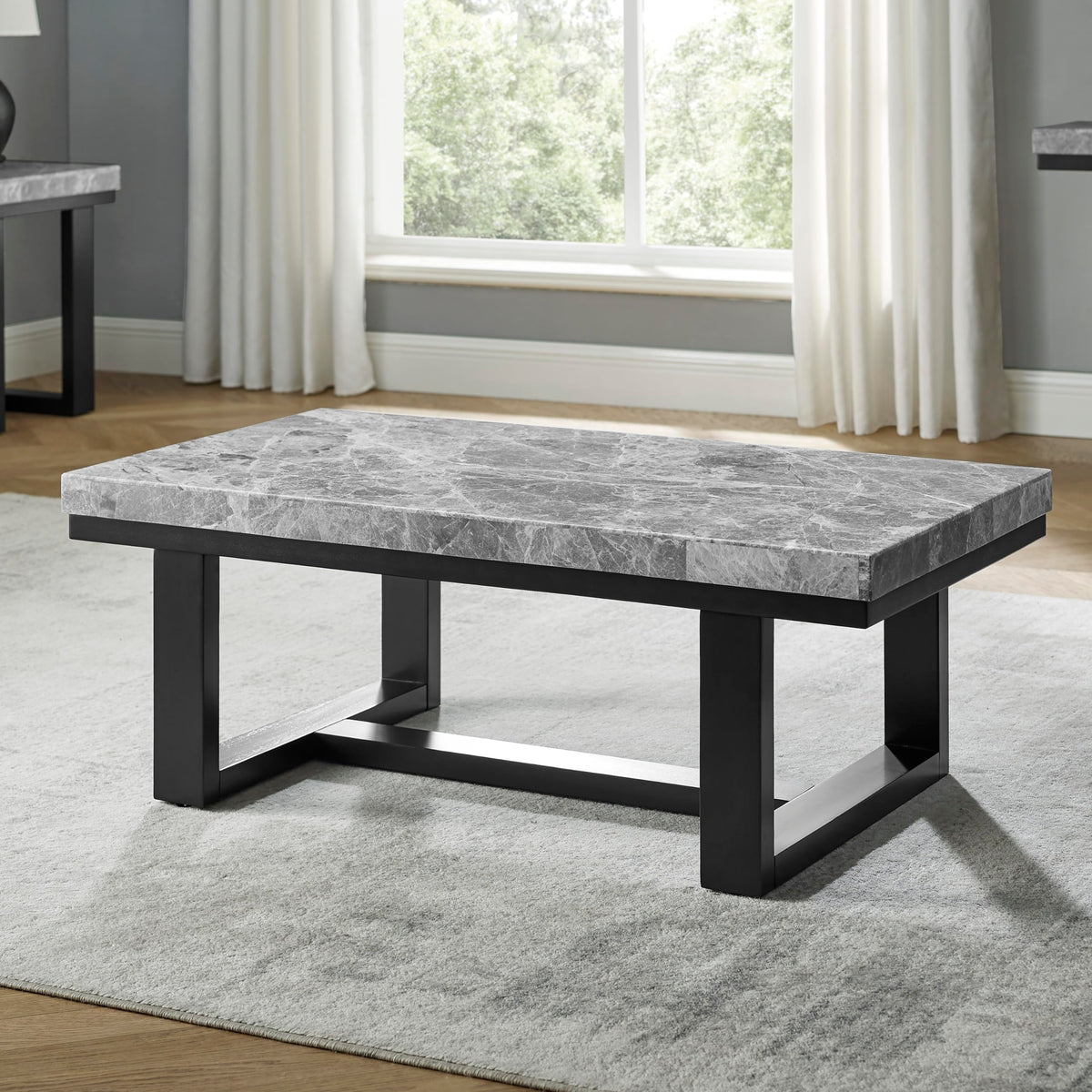 Steve Silver Co Lucca Gray Marble Top Cocktail Table