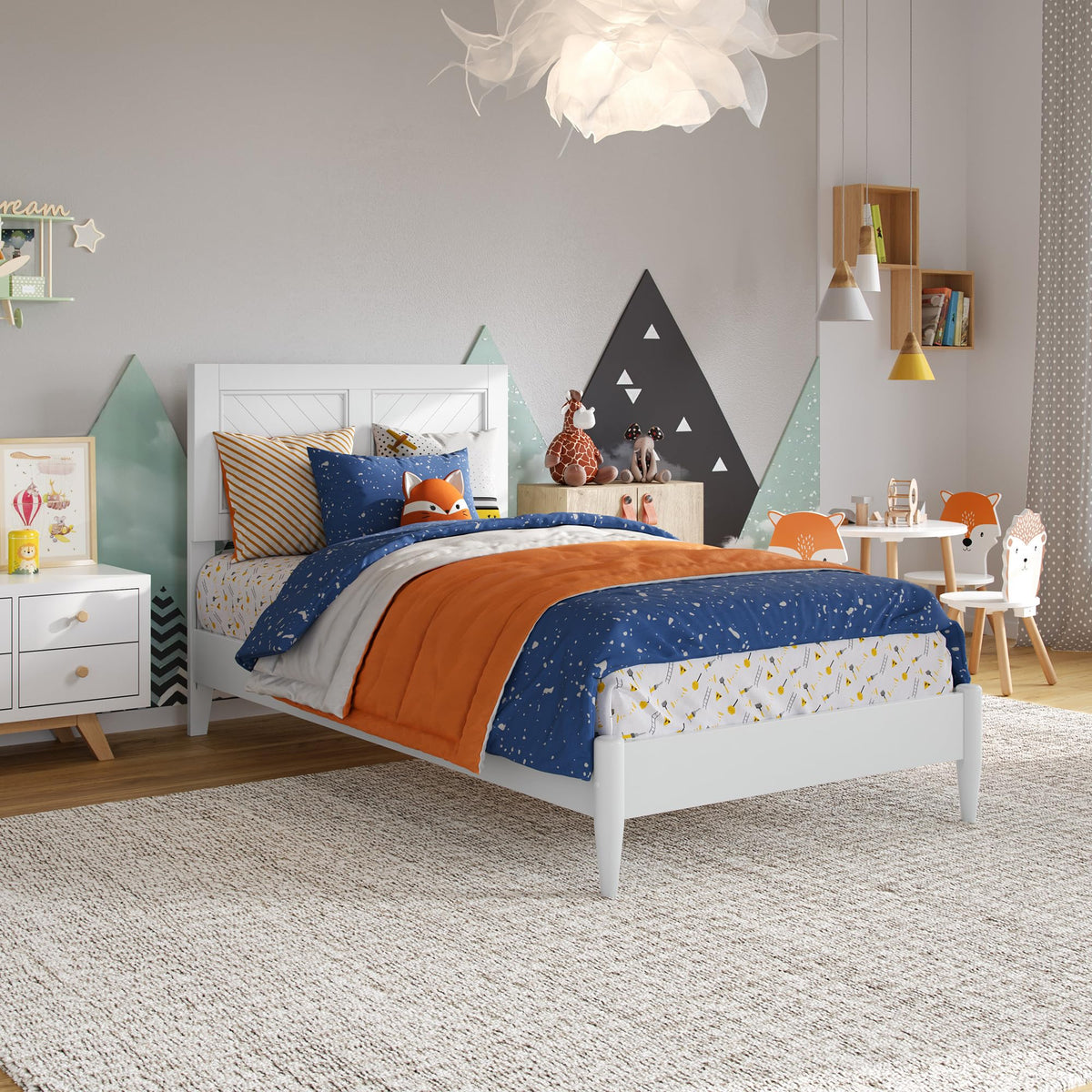 Afi, Berkshire Twin Solid Wood Low Profile Platform Bed, White