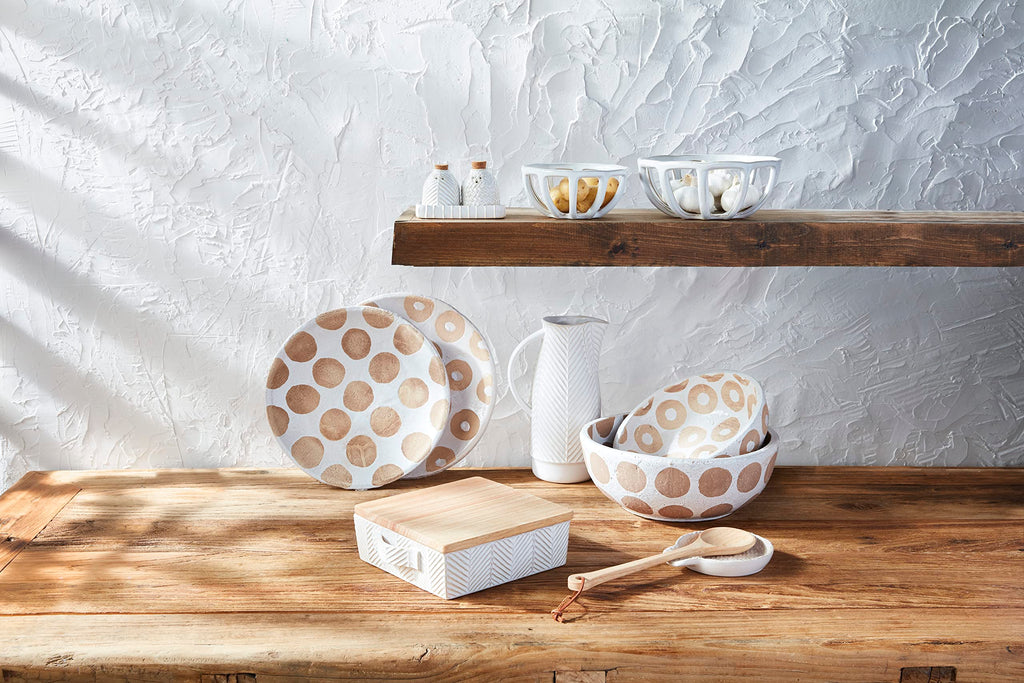 Mud Pie White Terracotta Bowls, Small 3 1/2'' X 10'' Dia