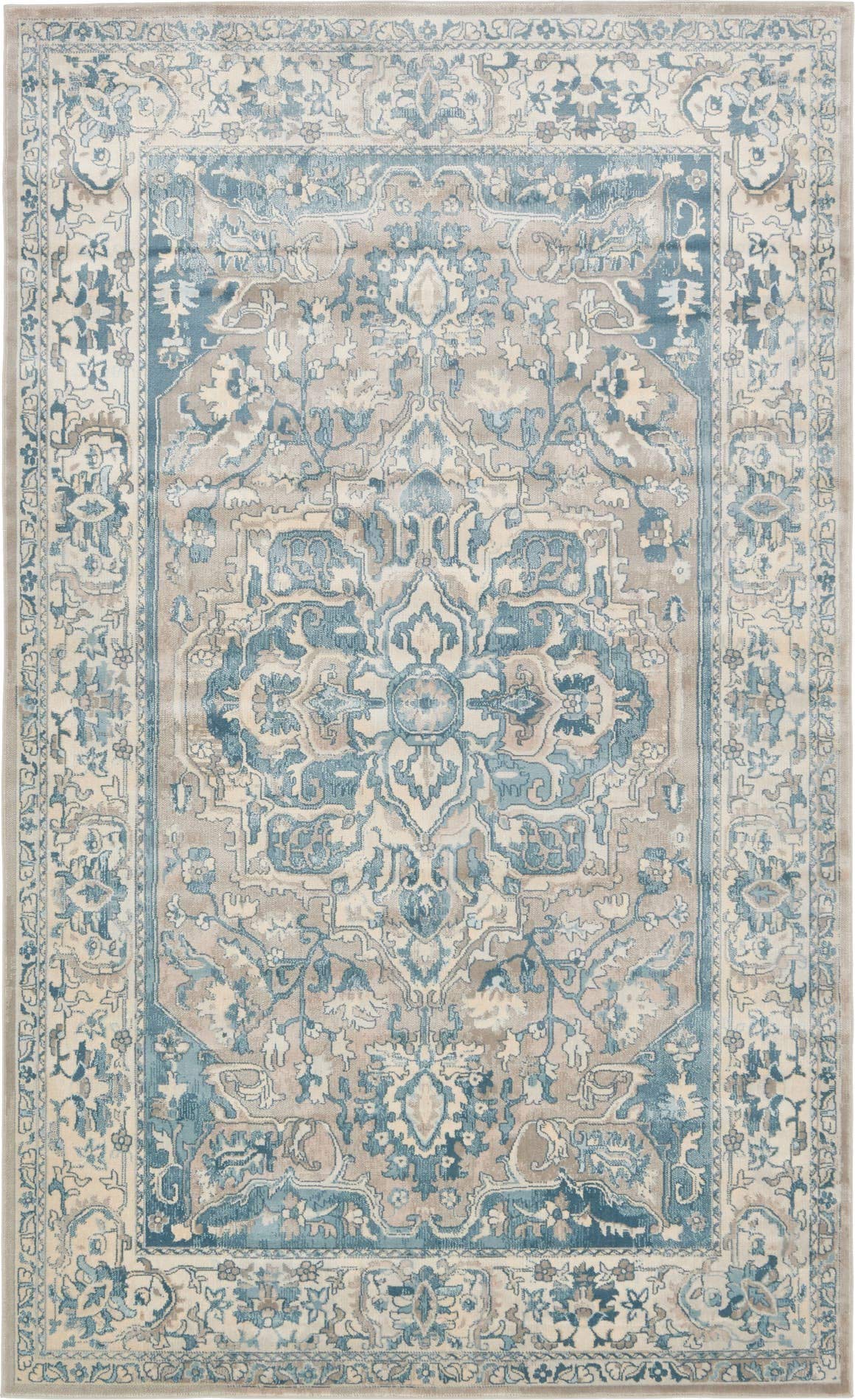 Unique Loom Paris Collection Area Rug - Louisa (5 1 x 8 Rectangle, Dark Gray/ Beige)