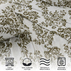 4 Piece 100% Turkish Cotton Full Green Printed Flannel Sheets Set | Deep Pocket, Soft Sheets | Warm, Double Brushed Bed Sheets |