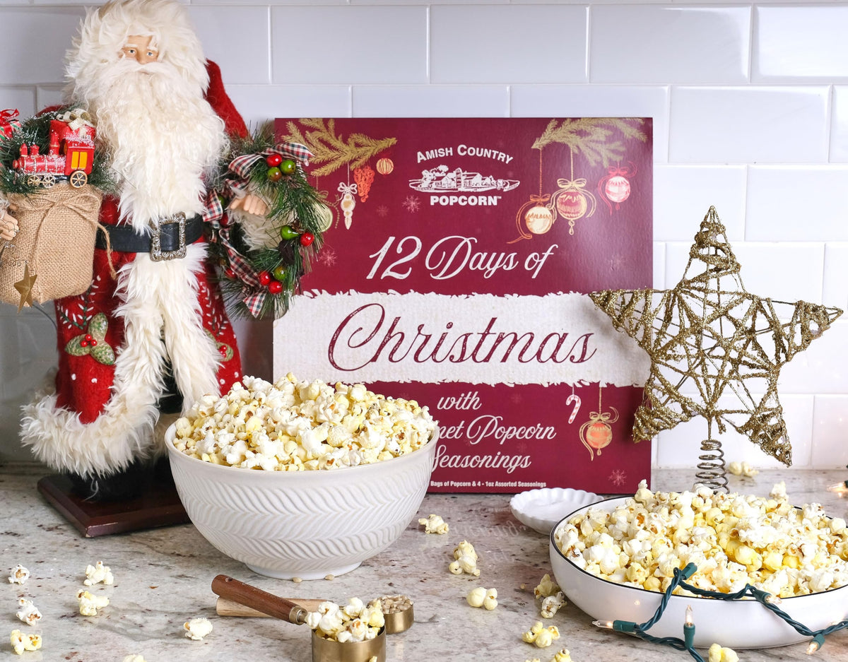 Amish Country Popcorn 2024 Advent Calendar | 12 Days Of Popcorn And Seasoning Delight | A Festive Christmas Gift Set For The Who