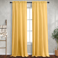 Mrs.Naturall Yellow Gold Curtains 90 Inch Length For Bedroom 2 Panels Pocket Fall Drapes Semi Sheer Light Filter Mustard Yellow Gold Curtains For Living Room Family Sitting Playroom Sunroom 52X90 Long