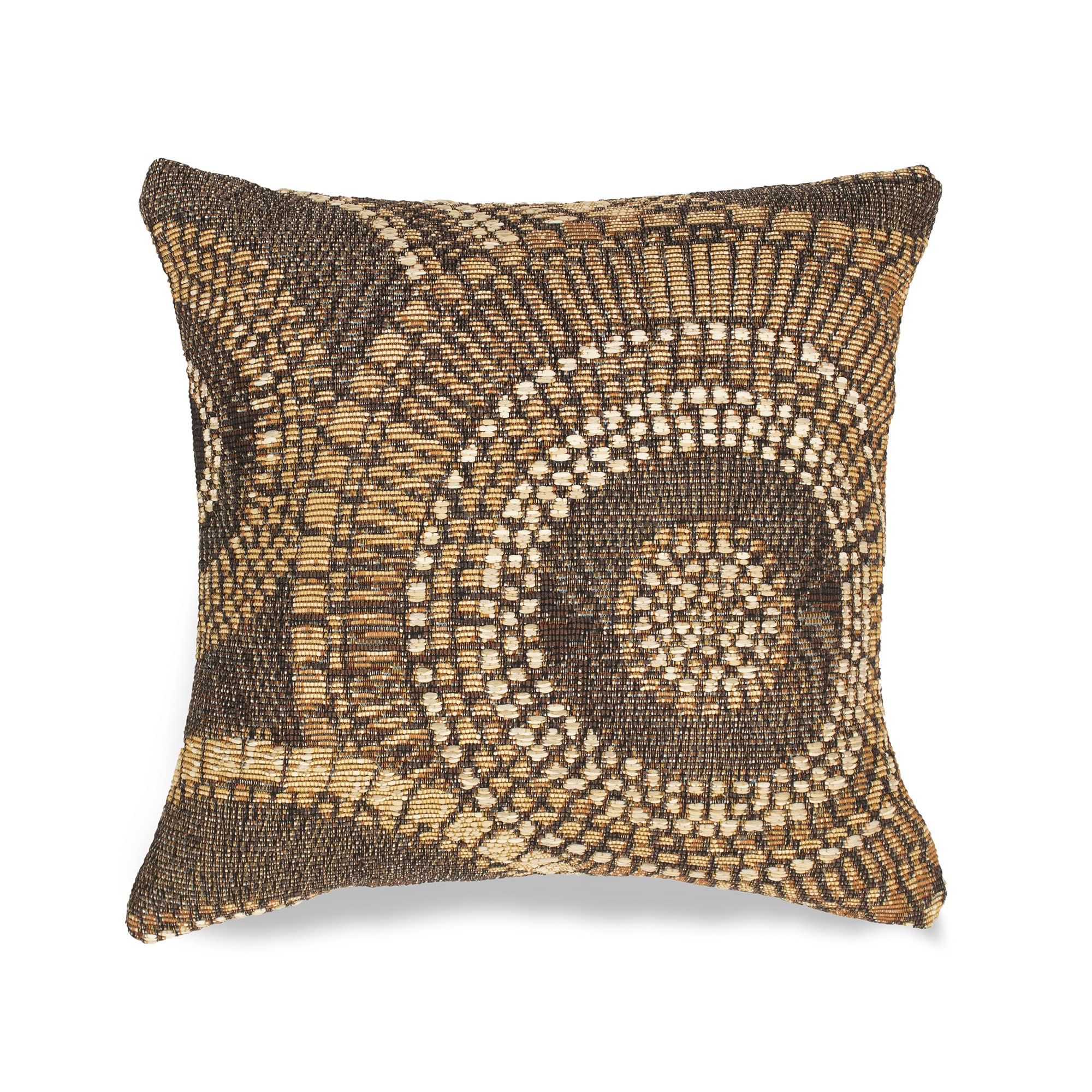 Liora Manne Marina Indoor/Outdoor Power Loomed Easy Care Pillows, Circles Brown, 18 X 18-Inch