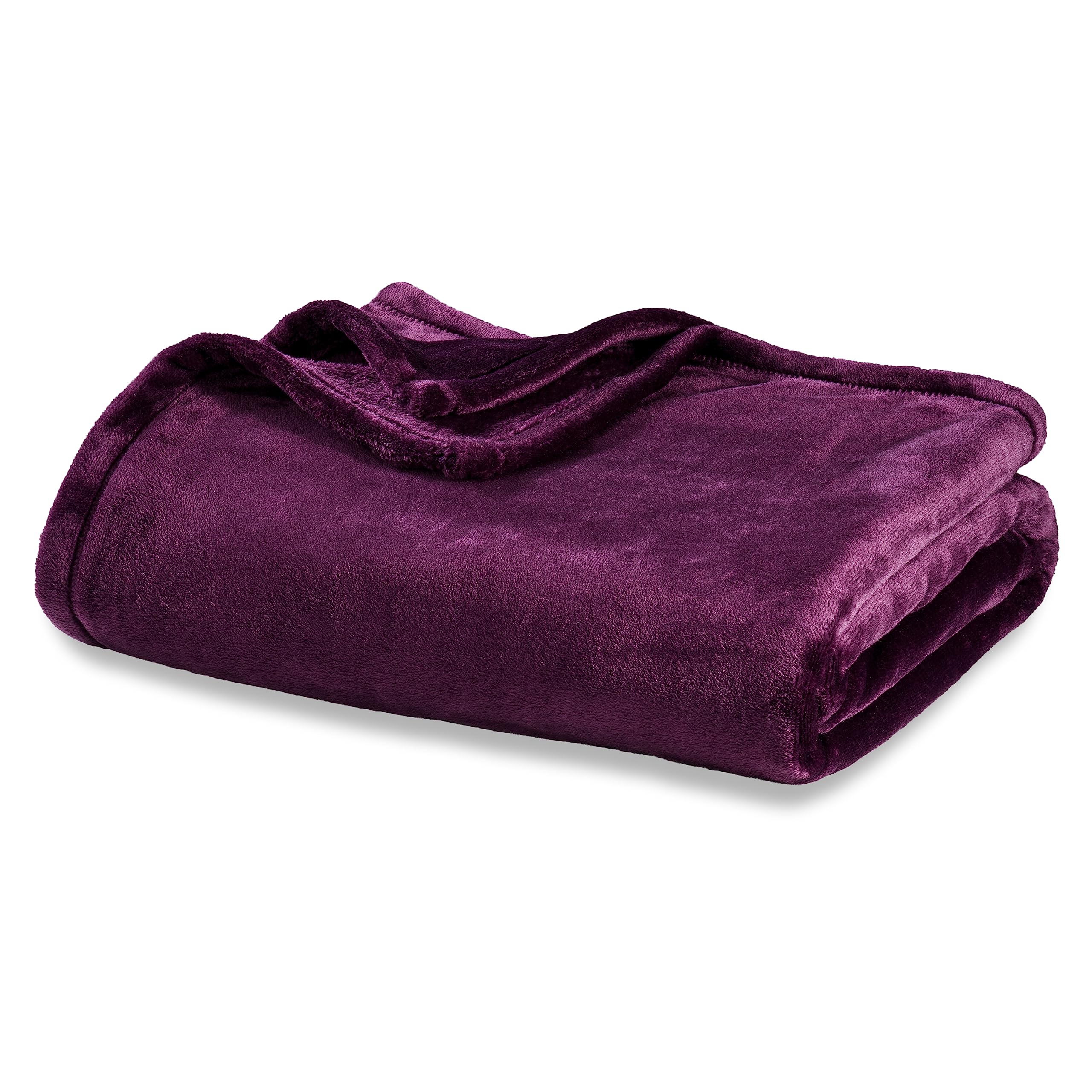 Berkshire Blanket Classic Velvetloft Solid Throw Blanket, Lightweight Soft Fuzzy Plush Throw Blanket For Bed And Couch, Eggplant
