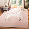 SAFAVIEH Carousel Kids Collection 67 Square Pink / Ivory CRK163P Unicorn Nursery Playroom Area Rug