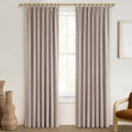 Thick Linen Viral Black Out Curtains 92 Inches Long for Dining Room 2 Panels Set, Bohemian Pinch Pleated Room Darkening Drapes w