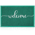 Aazzkang Green Door Mat Outdoor Welcome Mat With Non Slip Rubber Backing Quickly Absorb Mud Easy To Clean Entry Doormat For Indo