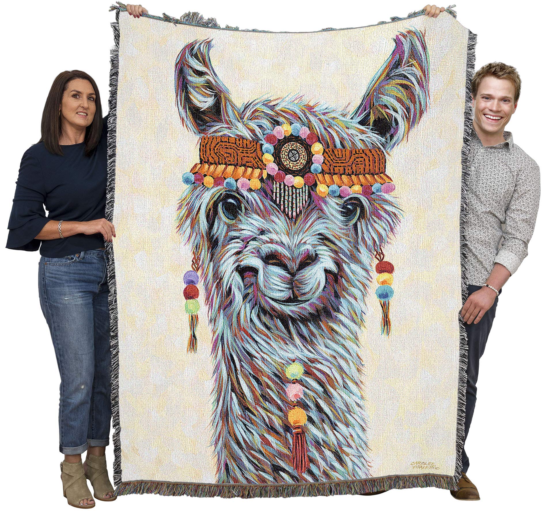 Pure Country Weavers Hippie Llama Blanket By Carolee Vitaletti - Cute Funny Gift Tapestry Throw Woven From Cotton - Made In The