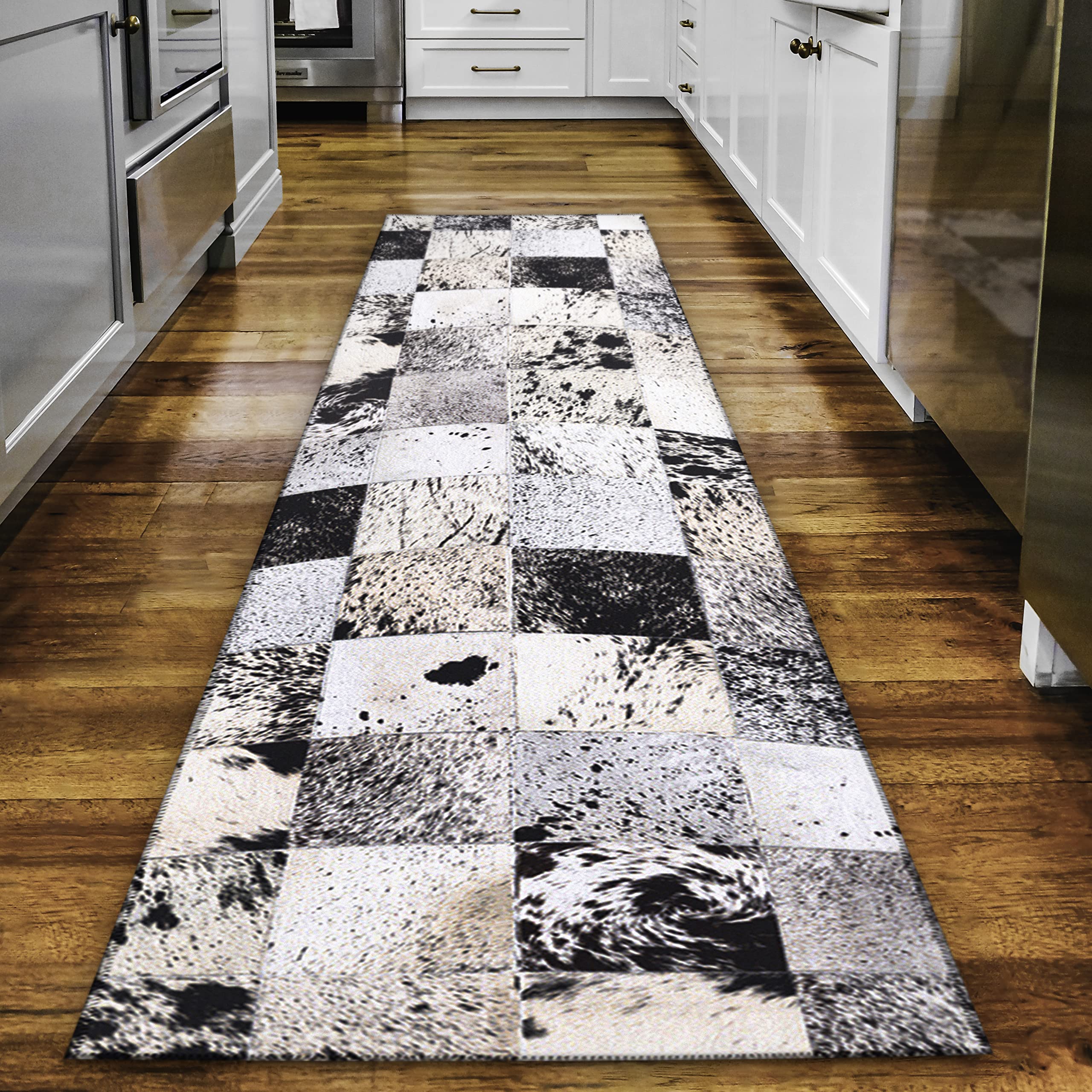 Dalyn Rugs Durango Patchwork Faux Cowhide Ss10 Marble 2'3" X 10' Rug