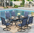Sophia & William Outdoor Dining Set Patio Dining Set For 6 Outdoor Table And Chairs 7 Pieces Outdoor Patio Set With Swivel Patio Chairs 60'X 38' Metal Table For Garden Pool All Weather Blue