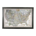 Push Pin Travel Maps Executive US with Personalized Rustic Black Frame and Pins - 27.5 inches x 39.5 inches