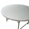 TopTableCloth Outdoor Tablecloth Round Fitted Fits Tables up to 37 to 42 Inch Elastic Silver Patterned Plastic Table Cloth Dinin