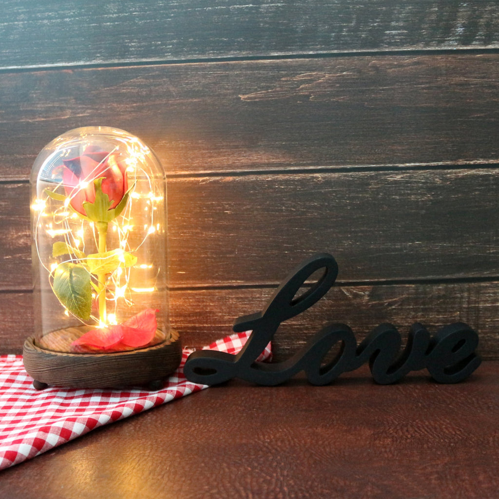 Cvhomedeco. Black Wooden Words Sign Free Standing Love Desk/Shelf/Home Wall/Office Decoration Art, 10-1/4 X 4-1/2 X 1 Inch