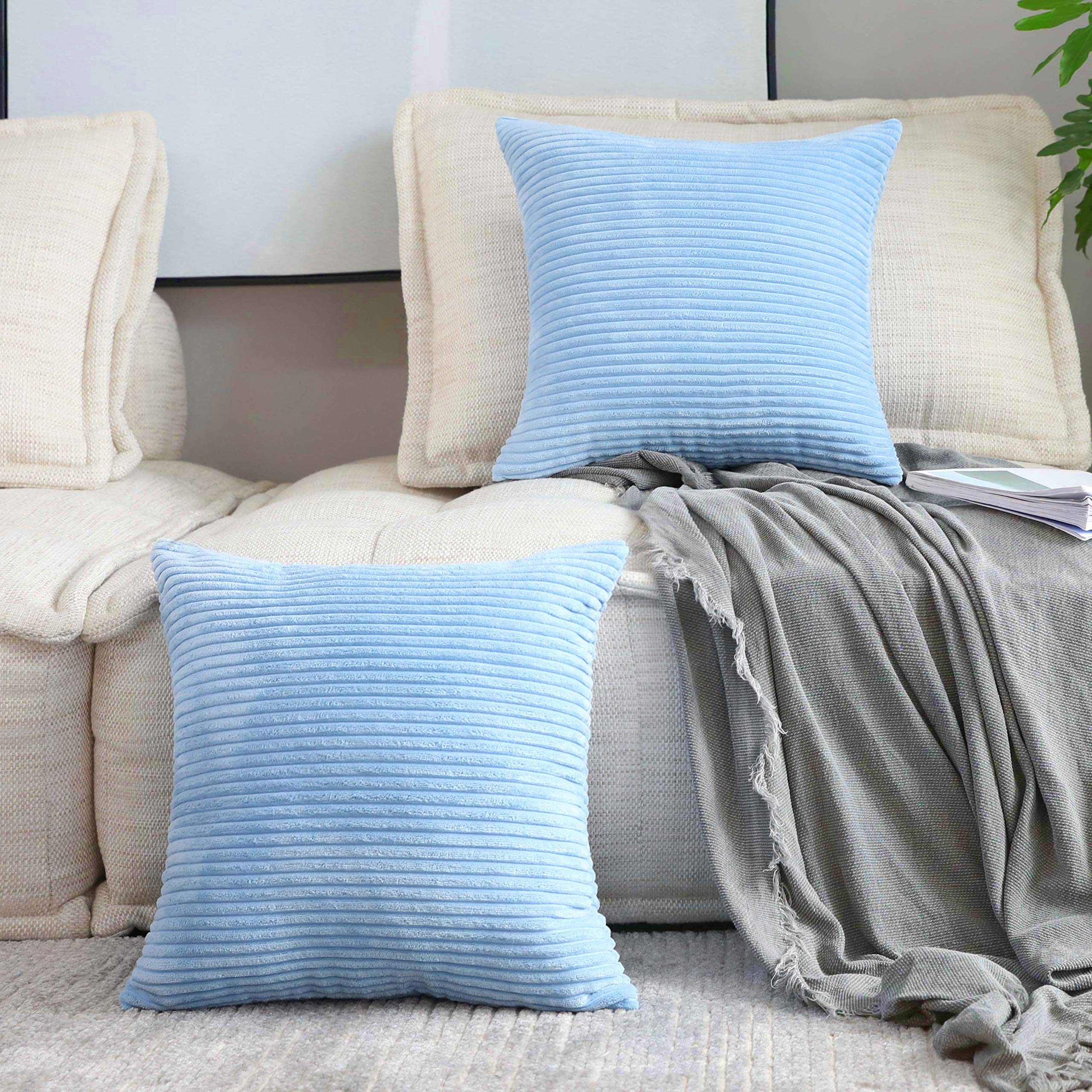 Home Brilliant Large Throw Pillows For Couch Patio Supersoft Square Textured Throw Pillow Cover Euro Sham Decorative For Bed, 26