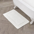 Laura Ashley Ruffle Cotton 20 x 34 Bath Rug, White