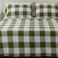4 Piece 100% Turkish Cotton Queen Green Printed Flannel Sheets Set | Deep Pocket, Soft Sheets | Warm, Double Brushed Bed Sheets