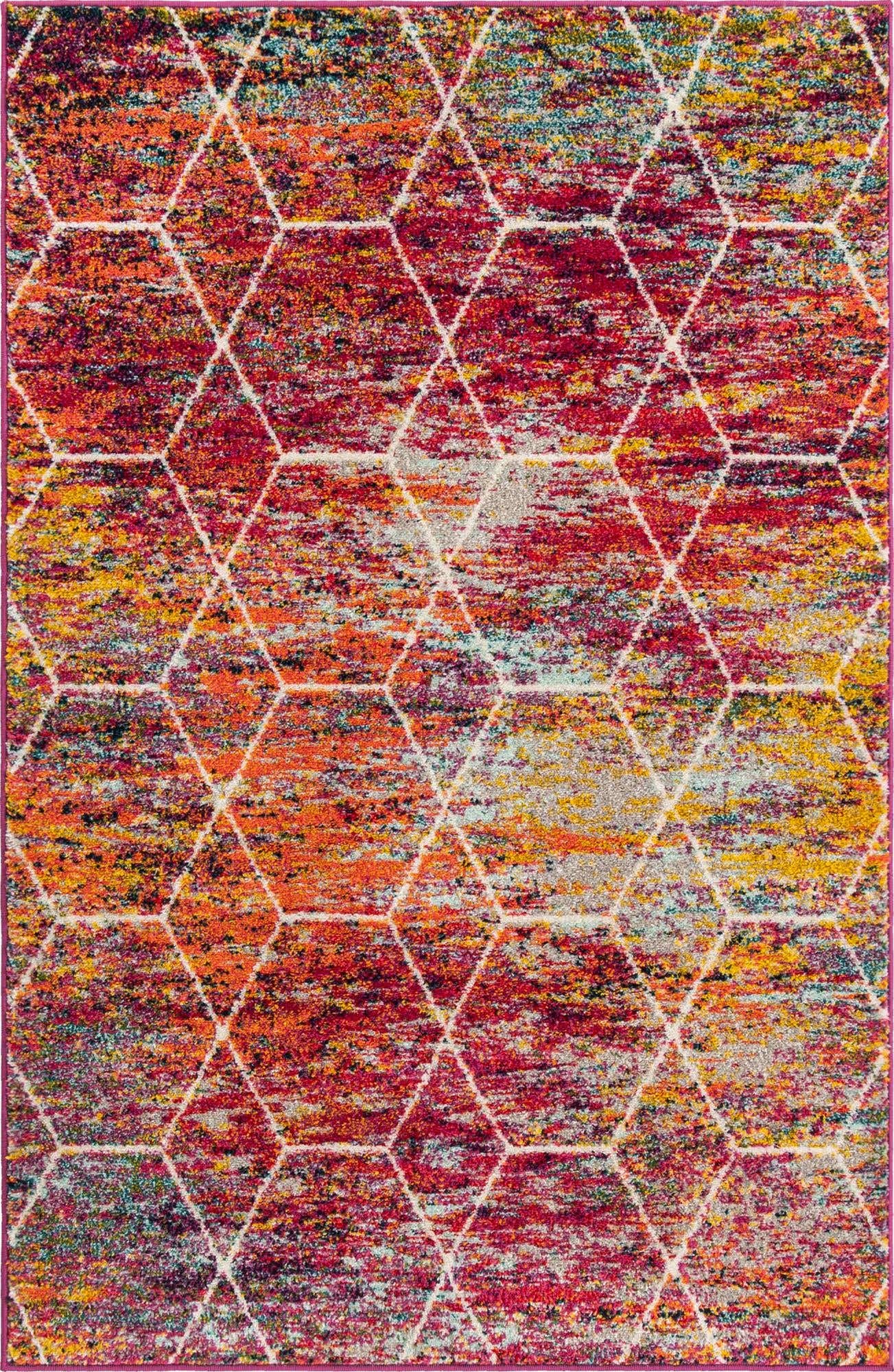 Unique Loom Trellis Frieze Collection Area Rug - Geometric (4 x 6, Multi/ Ivory)