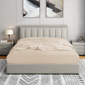 Cathay Home Full Fitted Sheet - Double Brushed Ultra Soft – Wrinkle & Fade Resistant - 14' Standard Pocket Fitted Sheet Only - Good Fit For 12'-16' Deep Mattress (Full, Cream)