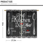 Laifzere Black Farmhouse Rustic Kitchen Curtains Wooden Wood Small Short Cafe Window Curtains Vintage Fork Spoon Retro Barn Bath