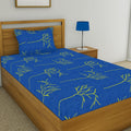 Huesland By Ahmedabad Cotton 144 Tc Cotton Single Bedsheet With 1 Pillow Cover  Blue